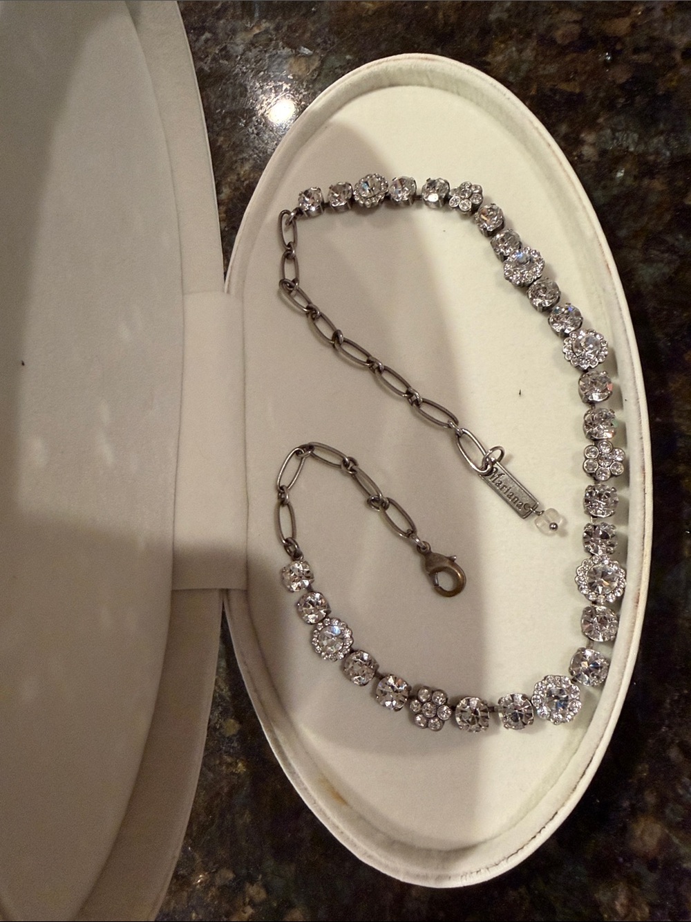 Mariana Silver-Tone Clear Crystal Floral Tennis Necklace - Picture 4 of 4